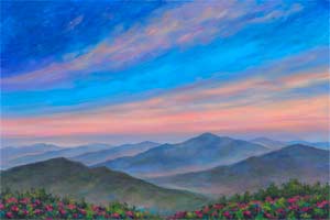 Craggy Rhododendron in June Oil Painting