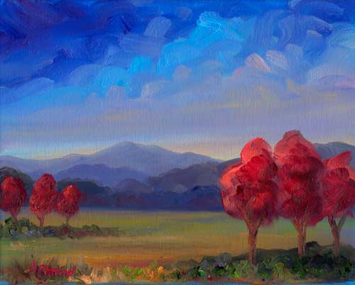 Red Trees in Autumn Color- Prints