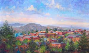 hendersonville NC Skyline Painting Downtown Art