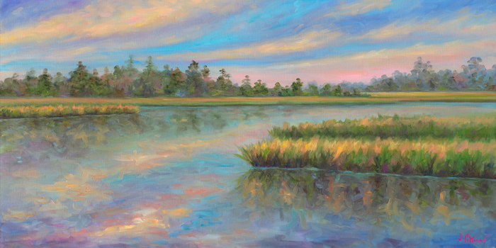 Glowing Ridges Panoramic Oil Painting