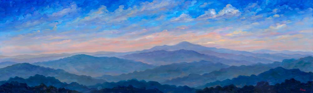 Blue Pisgah Panorama - Blue Ridge Parkway, Jeff Pittman Original Art oil Painting Prints Giclee
