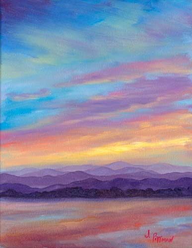 Sunset Pisgah in Winter OIl Painting