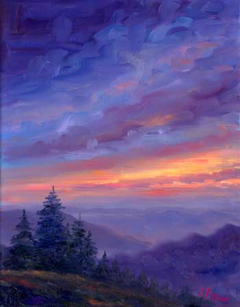 Mountain sunset view Appalachian near Boone