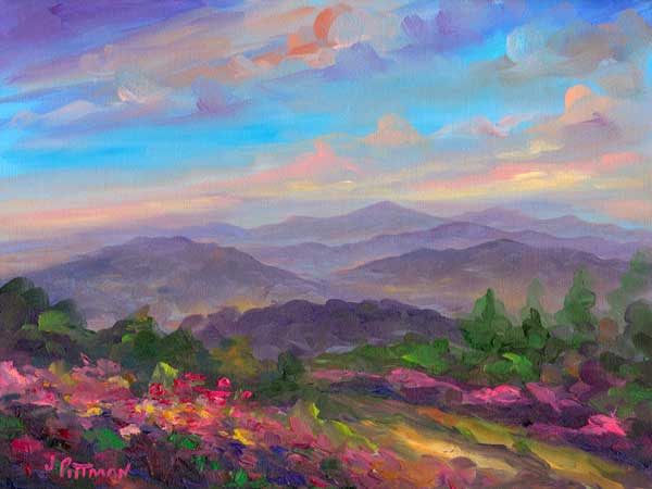 Sunset Oil Painting Asheville Blue Ridge
