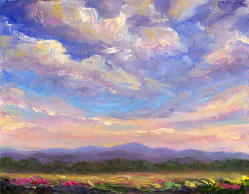 View of Summer Clouds and Mt. Pisgah from South of Asheville near Fletcher Oil on Canvas
