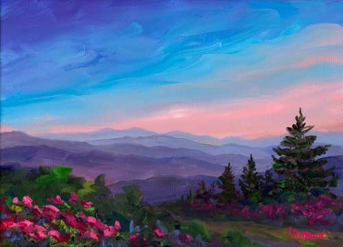 North Carolina Rhododendron Painting and Prints