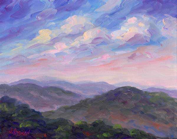 Misty Mountain Pisgah Blue Oil Painting