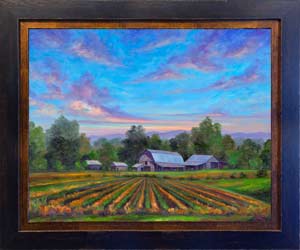 painting of barns silos farms