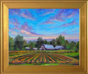 painting of barns silos farms