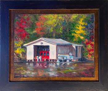 Lake Lure Fireboat in Autumn