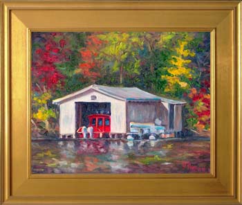 Lake Lure Fireboat in Autumn