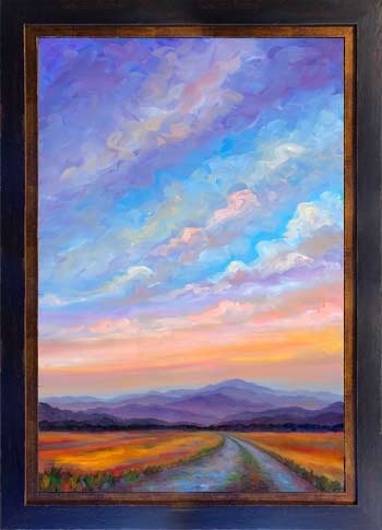 Sunset Sky over Mountain Ridges