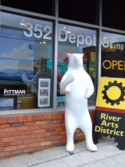 bear painting at art studio in Asheville